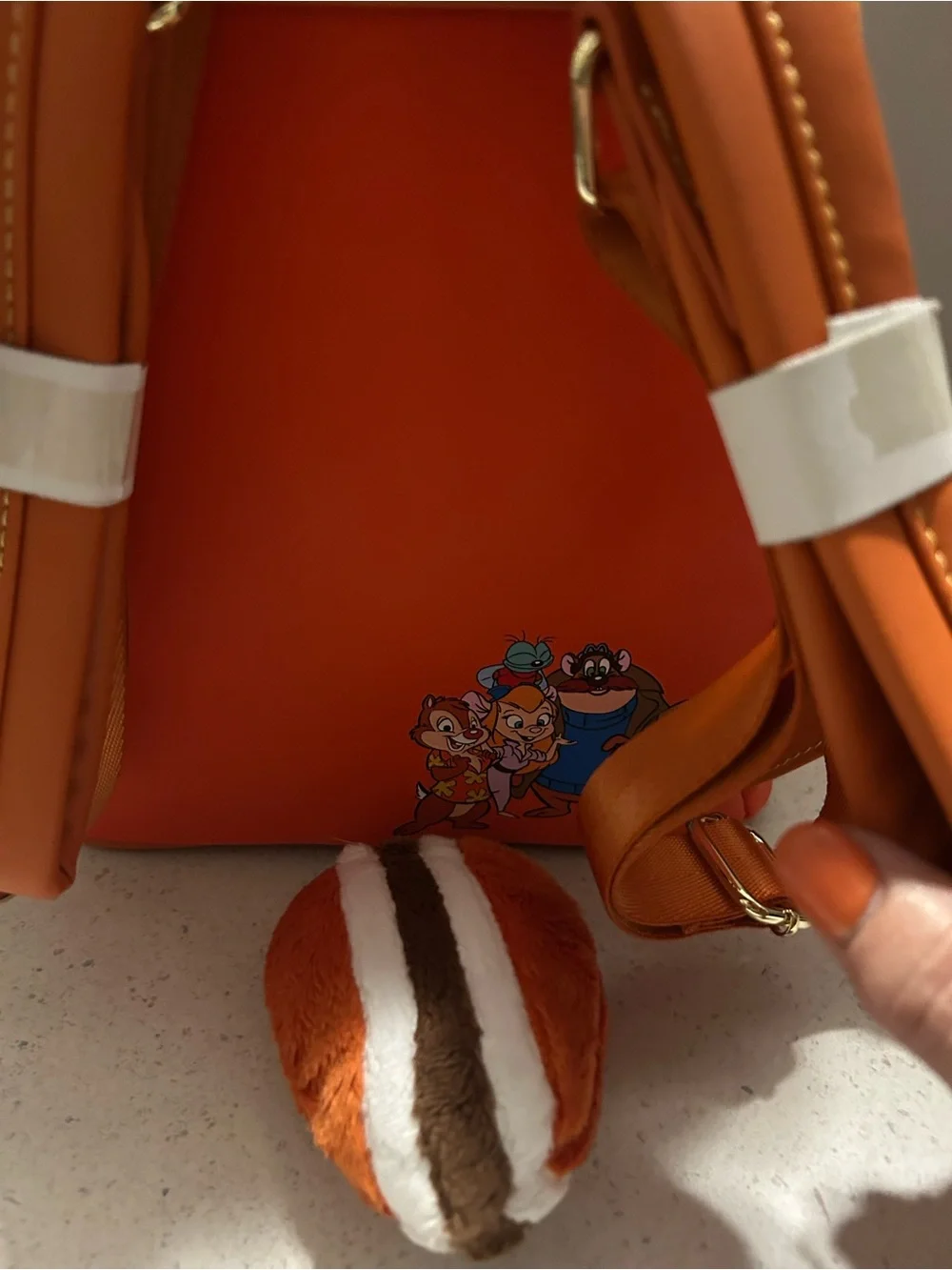 Disney Orange Dale Plush Mini Backpack with Yellow Floral Accents